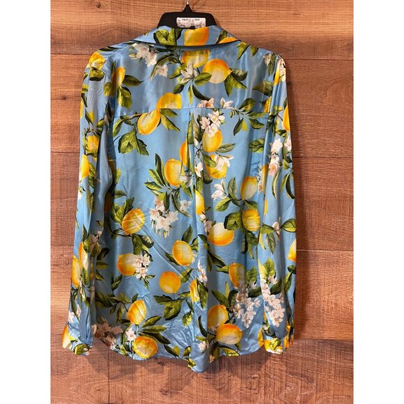 L'AGENCE Tyler Silk Printed Long Sleeve Blouse shirt size XL - Picture 7 of 10